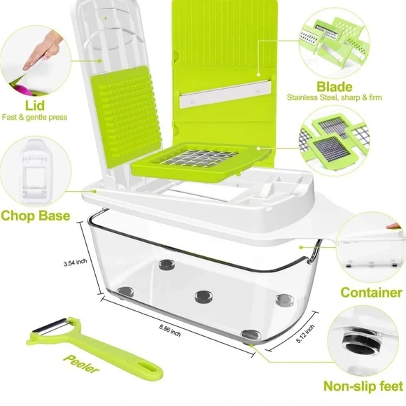 EUC Multi-Functional Kitchen Tools Vegetable Chopper & Slicer Dicer w/ Container - Picture 6 of 8